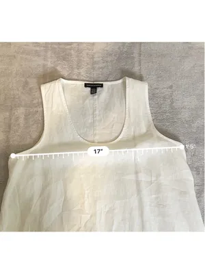 Saks Fifth Avenue White 100% Linen Sleeveless Maxi Dress S thumbnail 8