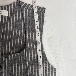 Banana Republic Linen-Blend Button Midi Dress Women's 6 Gray Pinstripe Chic Work thumbnail 5