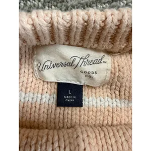 Universal Threads Peach White Striped Knit Sweater Vest Sleeveless Crew Neck L thumbnail 3