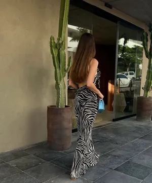 Zara dress maxi zebra animal print flower open back bodycon evening wedding thumbnail 13