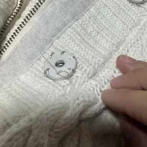 Vtg Y2k American‎ Eagle Cream Cableknit Hooded Sherpa Lined Zip Up Jacket Size M thumbnail 9