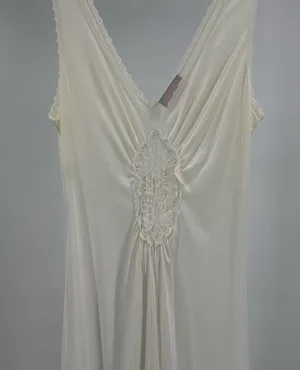Tessie Cream Lace-Trimmed nightgown lace detail front slit wedding vintage S thumbnail 4