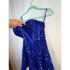 Unbranded Dress Womens Size 14 Royal Blue Sequin Corset Back Mini thumbnail 3