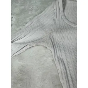 Brandy Melville White Ribbed Henley Long Sleeve Top thumbnail 4