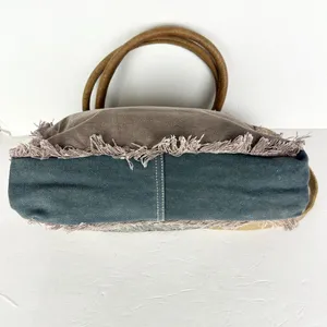 Myra Bag Leather Canvas Fur Shoulder Crossbody Bag Western Boho Aztec Large thumbnail 6