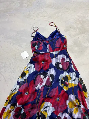 Lulus NWT all about love royal blue Floral print Midi Dress small MSRP$79 thumbnail 8