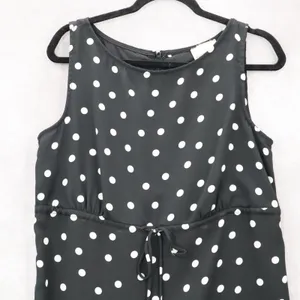 Apostrophe Black Polka Dot‎ Sleeveless Dress Knee Length Retro Tie Chic Large 12 thumbnail 3
