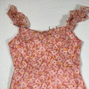 Lush Midi Dress Women's Medium Dusty Rose Yellow Floral Print Ruffle New thumbnail 6
