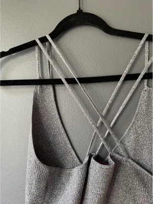 Ralph Lauren Silver Metallic Knit Tank  Medium thumbnail 6