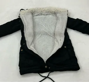 Black Comfy Winter Mid Length Thick Warm Faux Fur Lined Jacket Coat Women’s S thumbnail 4