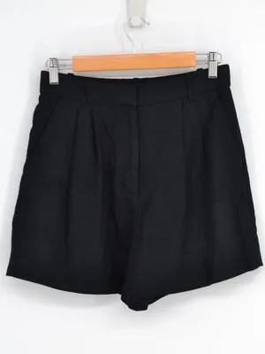 Abercrombie Fitch Sloane Tailored Linen Blend Shorts Black High Rise 27 thumbnail 2