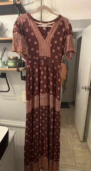Knox Rose Brown Printed Boho Maxi Dress thumbnail 1