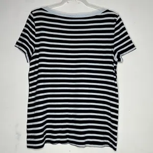 Lauren Ralph‎ Lauren Womens XL Navy Blue White Striped Boat Neck Zipper Top thumbnail 2