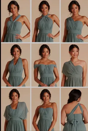 Birdy Grey Convertible Bridesmaid Dress Grace Chiffon Sea Glass thumbnail 2