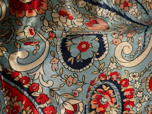 VINTAGE aqua blue paisley super boho print oversized silky scarf 35/35 thumbnail 12
