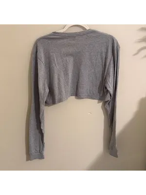 Booty by Brabants Ultra Cropped Long Sleeve Dark Heather Grey NWOT thumbnail 7