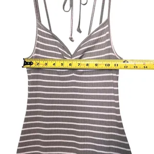 Abercrombie & Fitch Dress Womens XS Gray Striped Ribbed Knit Swing Sundress thumbnail 5