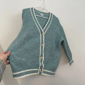 A NEW DAY Button Front Cardigan Light Blue White Varsity Stripe Preppy Sweater M thumbnail 10