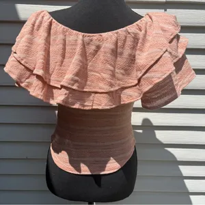 Free People Open Weave Jacquard Knit Wide Scoop Neck Heirloom Blouse Top; XS thumbnail 5