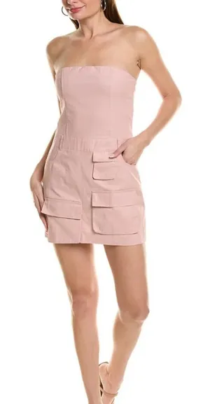Zara Light Pink Cargo Strapless Mini Dress Small thumbnail 1
