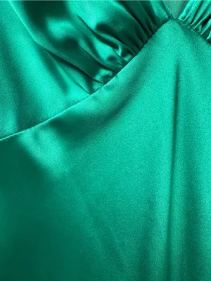 Mac Duggal Long Sleeve Empire Waist Satin Gown Maxi Dress Emerald Green 6 thumbnail 11