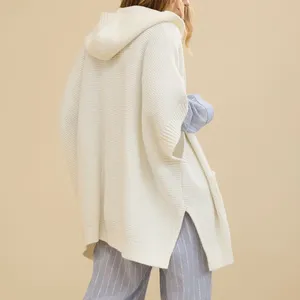Aerie Hooded Short White Knit Sweater thumbnail 4