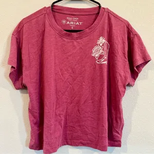 Ariat Rosy Pink Boxy Crop Tee Western Graphic Size S NWOT thumbnail 3