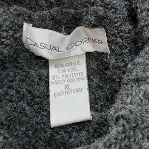 Casual Corner Vintage Nordic Fair Isle Wool Blend Mock Neck Sweater Gray XL thumbnail 4