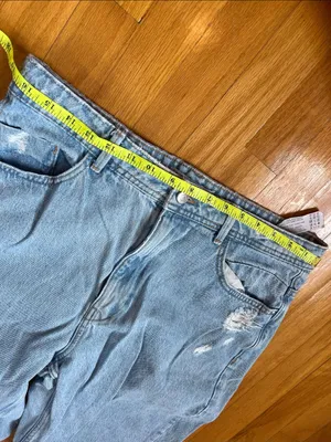 Zara 100% cotton wide leg raw split hem jeans thumbnail 9