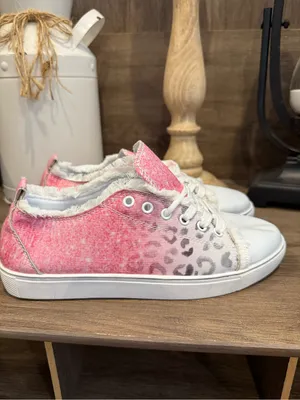 Pink Ombre Leopard Casual Sneakers Size 7 thumbnail 3