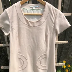 Boden Cream A-line short sleeve 100% wool dress 4R thumbnail 2