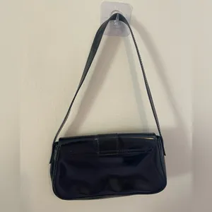 Y2K Style Black Patent Leather Guess Shoulder Bag thumbnail 2