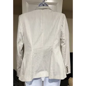 White House Black Market One-Button Blazer in Pinstripe Size 2 Ivory. thumbnail 3