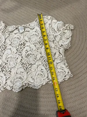 Off white cream colored lace top thumbnail 7