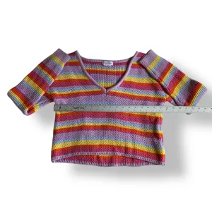 Revolve Lovers + Friends Camino Cropped Sweater in Bright Rainbow Pastel Size‎ S thumbnail 3