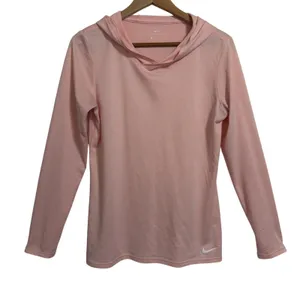Nike Dri-FIT Womens Medium Pink Long Sleeve Pullover Hoodie Activewear Shirt‎ thumbnail 6