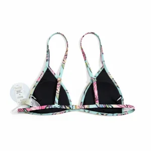 Perfect Vacation Blue Floral Triangle Bikini Top XS NWT thumbnail 2