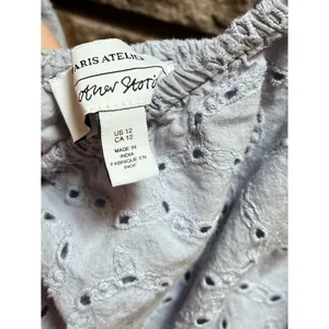 & 0ther Stories Puff Sleeve Light blue Organic Cotton Eyelet Dress 12 thumbnail 6