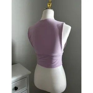 Express‎ Womens Deep V Neck Sleeveless Crop Top Mauve Lilac Purple Small thumbnail 2