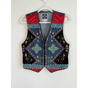 Vintage Hairston Roberson ROPA Denim‎ Vest Women's Small Floral Embroidery USA thumbnail 3