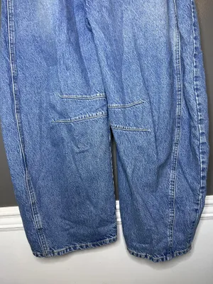 We The Free Wide Leg Jeans Womens 31 Light Wash Blue High Rise Seamed Denim thumbnail 6