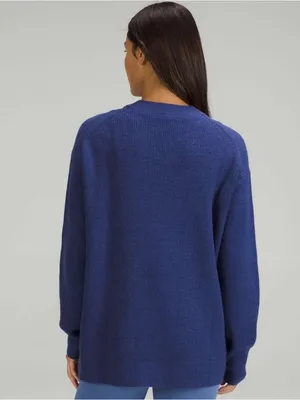 NWT lululemon Merino Wool-Blend Ribbed Crewneck Sweater Heathered Psychic Blue 4 thumbnail 3