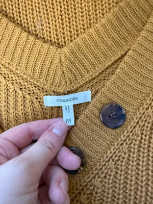 Maurices Highland Henley Sweater Solid Mustard Yellow V-neck Knit thumbnail 8
