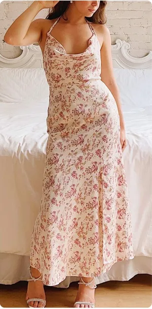 Saints + Secrets Women Cottagecore Floral Cowl Neck Halter Romantic Maxi Dress S thumbnail 1