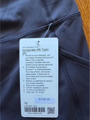 Lululemon Invigorate With Pockets High Rise 25” Black Size 10 NWT thumbnail 4