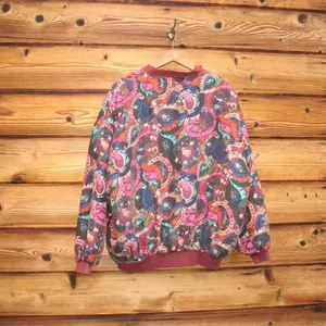 Vintage 80’s Casual Corner silk Puffer Jacket Red Size L thumbnail 5