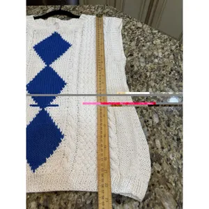 Vintage Hand Knit Sweater Vest Cable Argyle Evan-Picone Petites Size Medium thumbnail 10