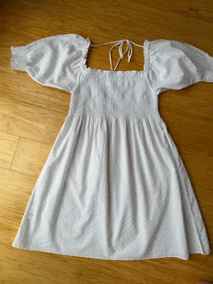Hill House Home Athena Nap Dress White Swiss Dot Cotton Mini XS thumbnail 5