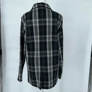 Oakley Women's Coat Wool Button-up Jacket Plaid Gingham Black Gray Size Small thumbnail 6
