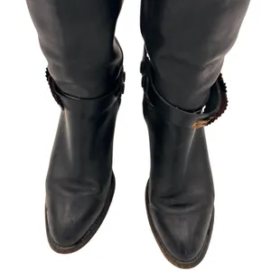 Frye Black Tall Leather Western Boots with Feather Detail Size 6 B thumbnail 2
